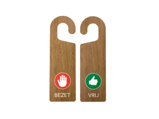 Kunststof deurhanger 250x75mm Vrij - Bezet Houtlook 10 stuks - 1