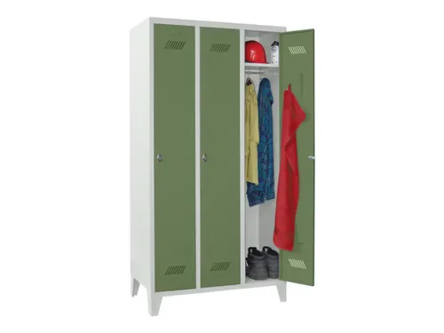 locker,HxBxD 1850x900x500mm,3vak,vak B 300mm,RAL7035,front RAL6011