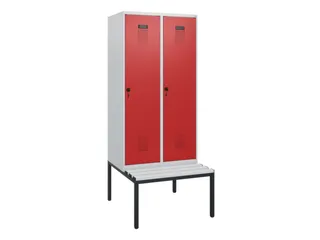 locker met bank,HxBxD 1950x800x815mm,2vak,vak B 400mm,draaigrendel - 2