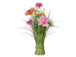 Kunstgras Everlands met bloemen roze 40cm polyester - 1