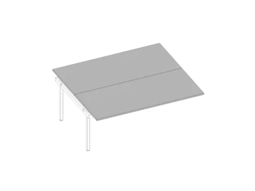 aanbouwtafel,v. benchtafel m. 4-voet,HxBxD 730x1800x1600mm,blad grijs
