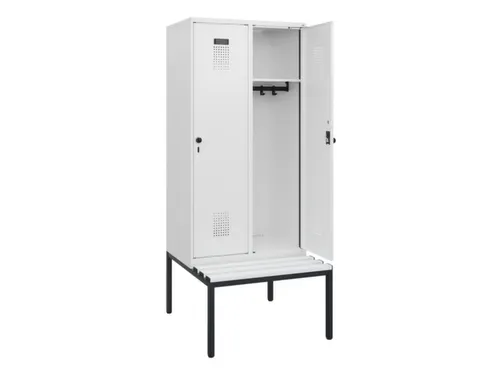 locker met bank,HxBxD 1950x800x815mm,2vak,vak B 400mm,draaigrendel