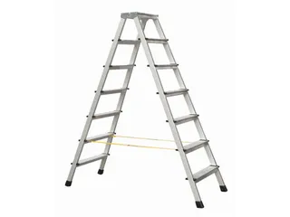 trapladder,NL,beide zijden,2x7aluminium gegroefd,balk L 1,9m,aluminium - 1