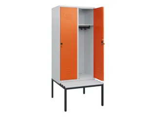 locker met bank,HxBxD 1950x800x815mm,2vak,vak B 400mm,draaigrendel - 2