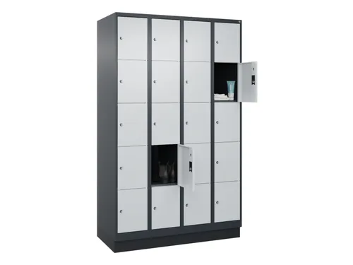 lockerkast,HxBxD 1950x1200x500mm,4x5vakken,vak B 300mm,cil.-slot