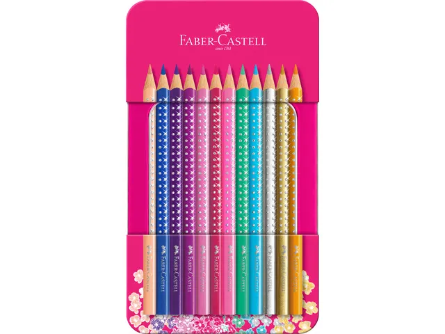 Kleurpotloden Faber-Castell Sparkle in roze blik á 12 stuks