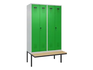 PBM-locker met bank,HxBxD 2120x1200x815mm,4vak,vak B 300mm - 2