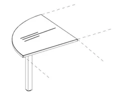 koppelelement voor bureau,90 °,HxBxD 720-840x600x600mm,rond,Bl-wit