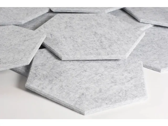 Akoestische PET-vilt Hexagon tegels lichtgrijs 30x26cm 22 stuks