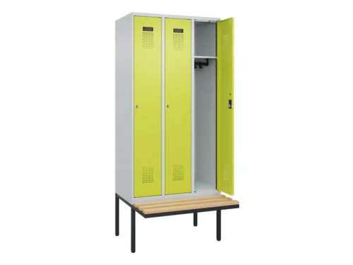locker met bank,HxBxD 2120x900x815mm,3vak,vak B 300mm,cilinderslot