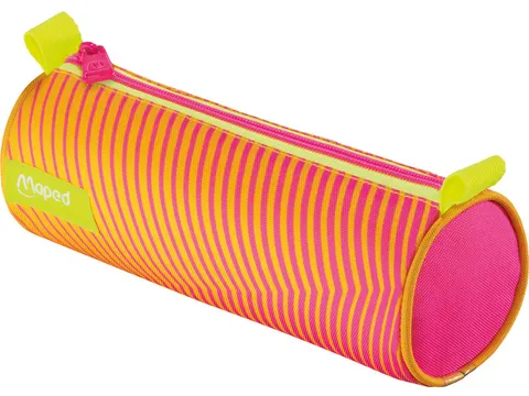 Maped Etui rond met nylon rits NEON kleuren oranje/roze