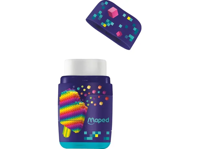 Puntenslijper Maped Pixel Party Connect 2-gaats met gum display à 20s