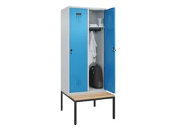 locker met bank,HxBxD 2120x800x815mm,2vak,vak B 400mm,draaigrendel