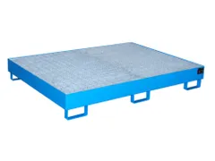 stellingopvangbak,opvangvol. 240l,m. rooster,staal,RAL 5012