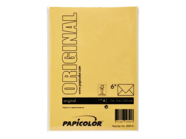 Envelop Papicolor C6 114x162mm Dottergeel Gegomd