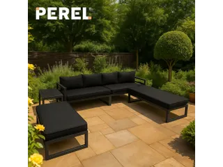 Loungeset aluminium Zwart/Antraciet 8-zits tuinset met bijzettafel - 3