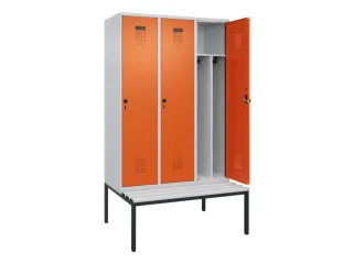 locker met bank,voor scheiding van kleding,HxBxD 2120x1200x815mm,3vak - 1