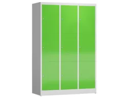 Lockerkast 1800x1185x500mm 3x3 vakken cilinderslot, sokkel, RAL6018