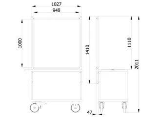 anti-speekselscherm,pvc-folie,glashelder,frame staal RAL5007 - 2