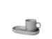 Set Espressokopjes,2Kopjes,2Planken,Keramiek,Grijs,50Ml Per Kopje