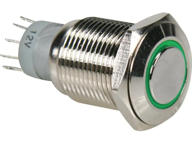 Ronde Metalen Drukknop Spdt 1NO 1NC - Groene Ring