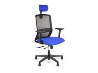 Bureaustoel Linea Tekna 01/PT zwart/blauw met 3D armleuning en hoofdst