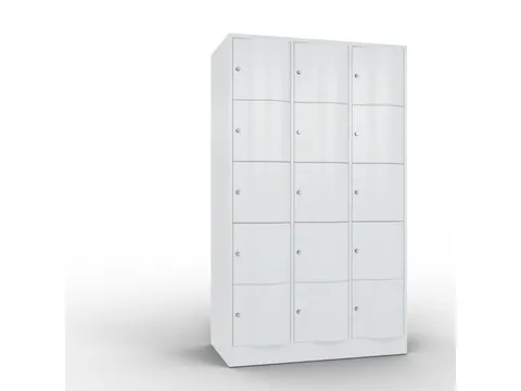 lockerkast cil.slot 1950x1150x640mm 3x5 vakken RAL7035 front RAL7035