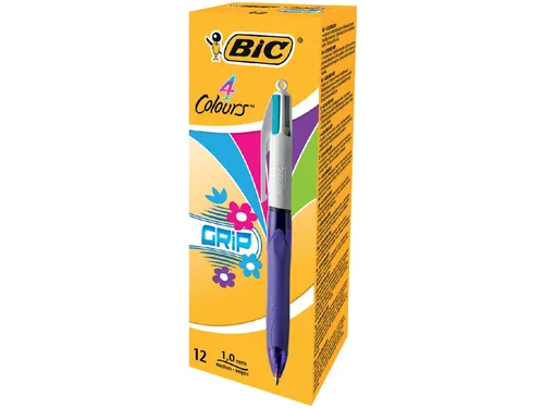 Balpen BIC 4kleuren Grip Medium Fashion