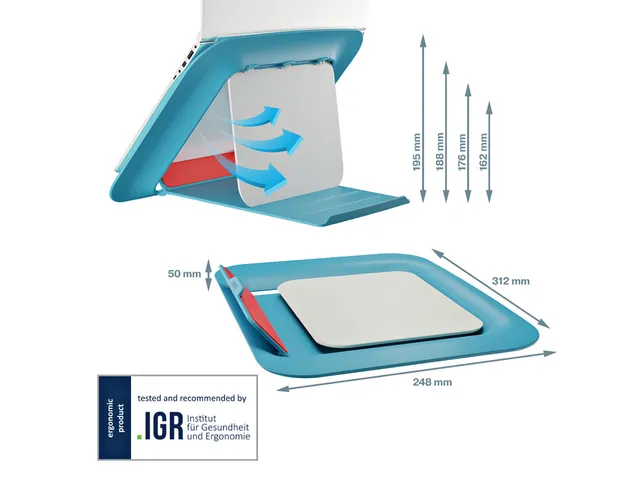 Laptopstandaard Leitz Ergo Cosy verstelbaar recyled blauw