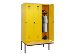 locker met bank,HxBxD 2120x1200x815mm,3vak,vak B 400mm,draaigrendel