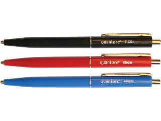 Balpen Quantore drukknop met metalen clip rood medium - 2