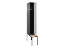 locker met bank,voor scheiding van kleding,HxBxD 2120x300x815mm,1vak