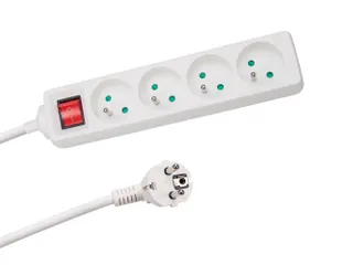 4-Voudige Stekkerdoos Met Schakelaar - 3m Kabel - WIT - Penaarde - 4