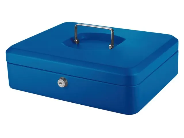 Geldkist Pavo met muntsorteerbak 300x240x90mm blauw