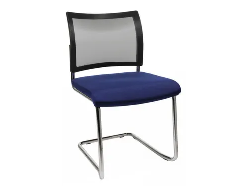 Bezoekersstoel Zitting Blauw Stof Rug Netbekleding Zwart Sledeframe