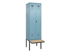 PBM-locker met bank,HxBxD 2120x600x815mm,2vak,vak B 300mm,draaigrendel