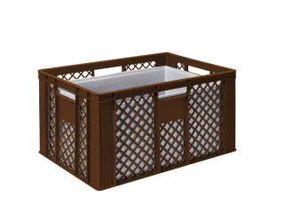 Euronorm-stapelbak,m. isoleerbox,HxLxB 320x600x400mm,63/35l,HDPE,bruin - 4