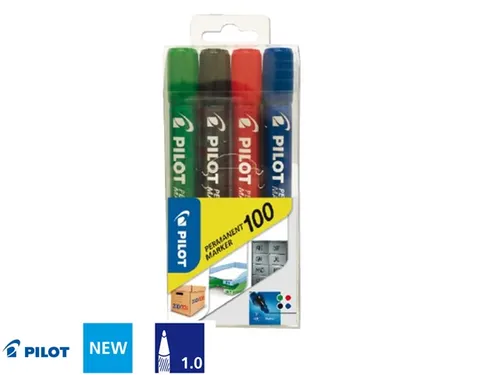 Pilot Permanent Marker 100 Rond Fijne punt Assorti 4 stuks