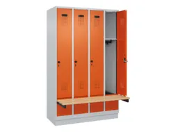 locker met bank,HxBxD 1950x1200x815mm,4vak,vak B 300mm,draaigrendel