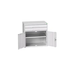 ladekast HxBxD 800x800x550mm 2laden 2deuren RAL7035 front RAL7035 - 1