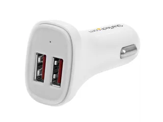 Dubbele USB autolader dual USB 24W/4.8A 2 poorts wit - 1