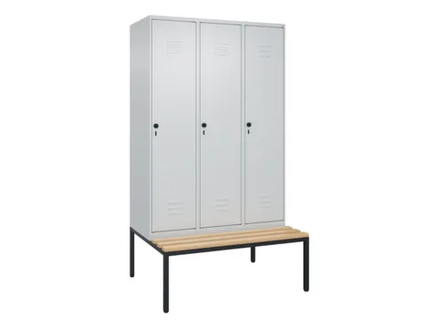 locker met bank,HxBxD 2120x1200x815mm,3vak,vak B 400mm,draaigrendel