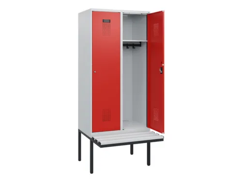 locker met bank,HxBxD 1950x800x815mm,2vak,vak B 400mm,cilinderslot