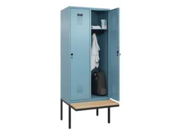 locker met bank,HxBxD 2120x800x815mm,2vak,vak B 400mm,draaigrendel