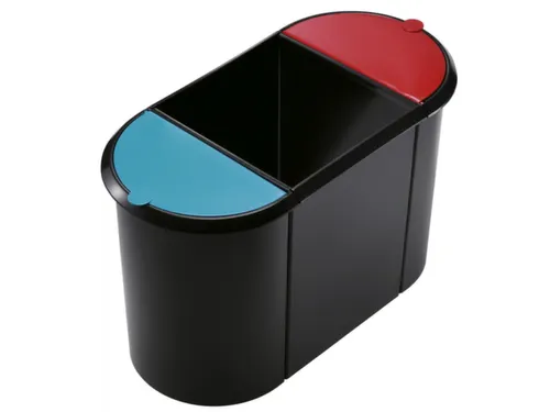Kunststof Prullenbak Trio Pp Zwart 1x20l 2x9l Hxbxd 350x555x280mm
