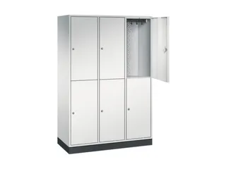 Dubbeldekse garderobekast,RAL 7035,HxBxD 1950x1220x500mm,3x2vak. - 1