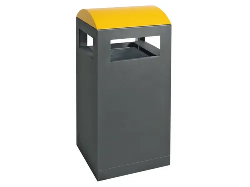 afvalbak,v. buiten,90l,HxBxD 1050x450x450mm,legbord,romp staal RAL7016