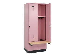locker met bank,HxBxD 1950x800x815mm,2vak,vak B 400mm,draaigrendel - 1