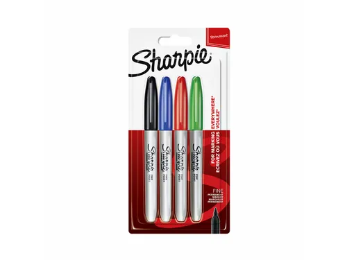 Viltstift Sharpie Fijne punt rond 0.9mm Blister à 4 stuks Assorti