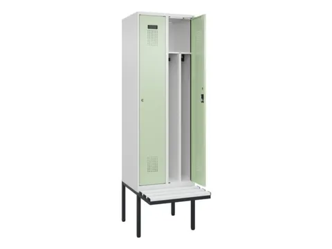 locker met bank,voor scheiding van kleding,HxBxD 2120x600x815mm,2vak